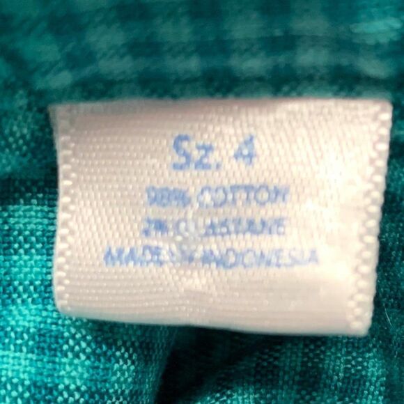 Southern Tide Teal Checked Shirt Size 4 - Picture 4 of 6
